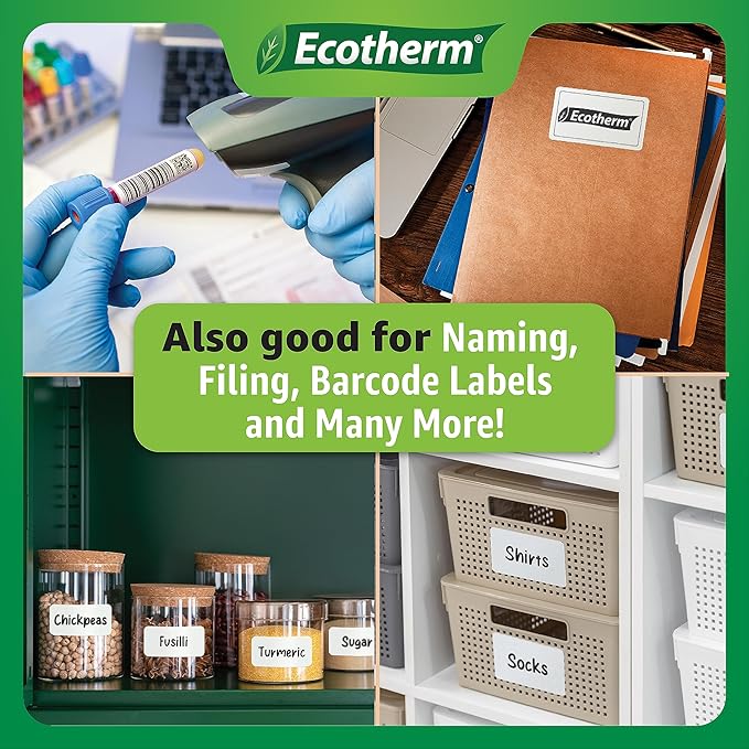 4" x 6" Thermal Labels | 6 Rolls | 2850 Labels | fits Zebra, Munbyn, Rollo, Godex, Arkscan, iDPRT, Offnova Thermal Label Printers and More | Blank White Adhesive Stickers by Ecotherm