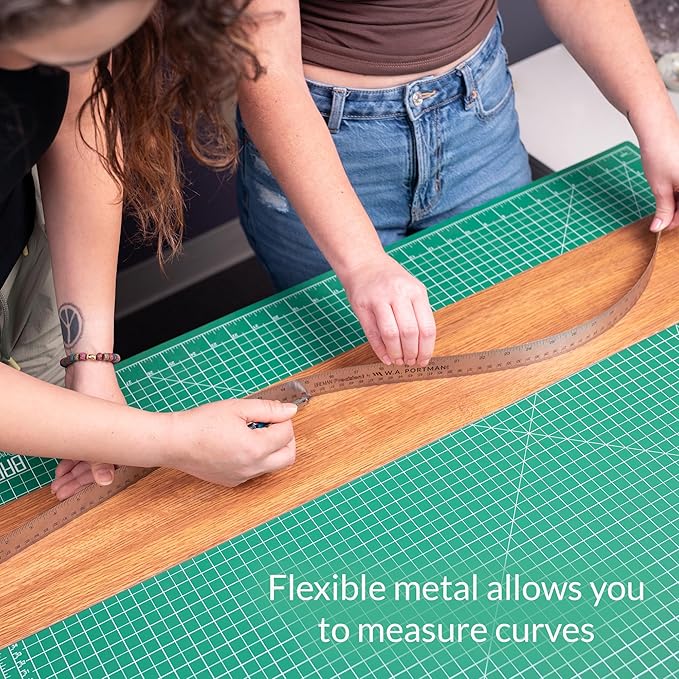 Breman Precision Metal Ruler 18 Inch Cork Back – 2 Pk Stainless Steel Straight Edge, Flexible Non-Slip Metal Ruler with Cork Backing – Imperial & Metric for Crafting, School, Workshop & Home Use