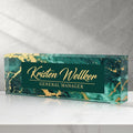 Custom Office Name Plate for Desk, Desk Name Plate Personalized, Personalized Gifts for Women, Appreciation Gifts for Employee Coworkers Boss Teacher, Office Accessories (Green gilding)