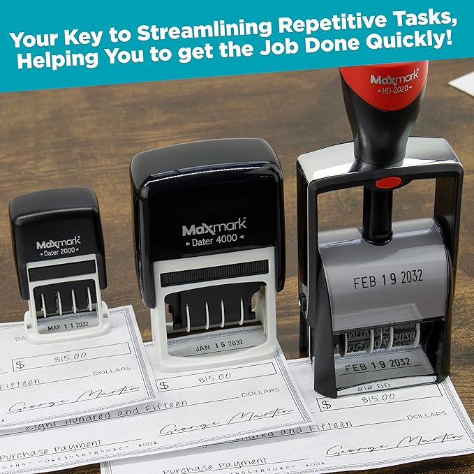 MaxMark Dater 4000 Self Inking Date Stamp - Green