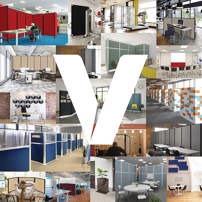 Versare Workstation Partition | Portable Wall Divider | Modern Office Cubicle | Free Standing Privacy Screen | Flexible Work Space | 33" x 70" W/Window, Ocean Fabric Panels