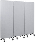 VIVO Freestanding 72 x 66 inch Privacy Panel, Mobile Cubicle Divider, x3 24 inch Wall Partitions, Gray, PP-3-T072G-M