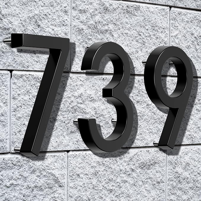 6" Floating Stainless Steel Address House Number, Modern Metal Anti-Rust House Numbers with Nail Kits for Door Garden Mailbox Decor Visibility Signage (8)