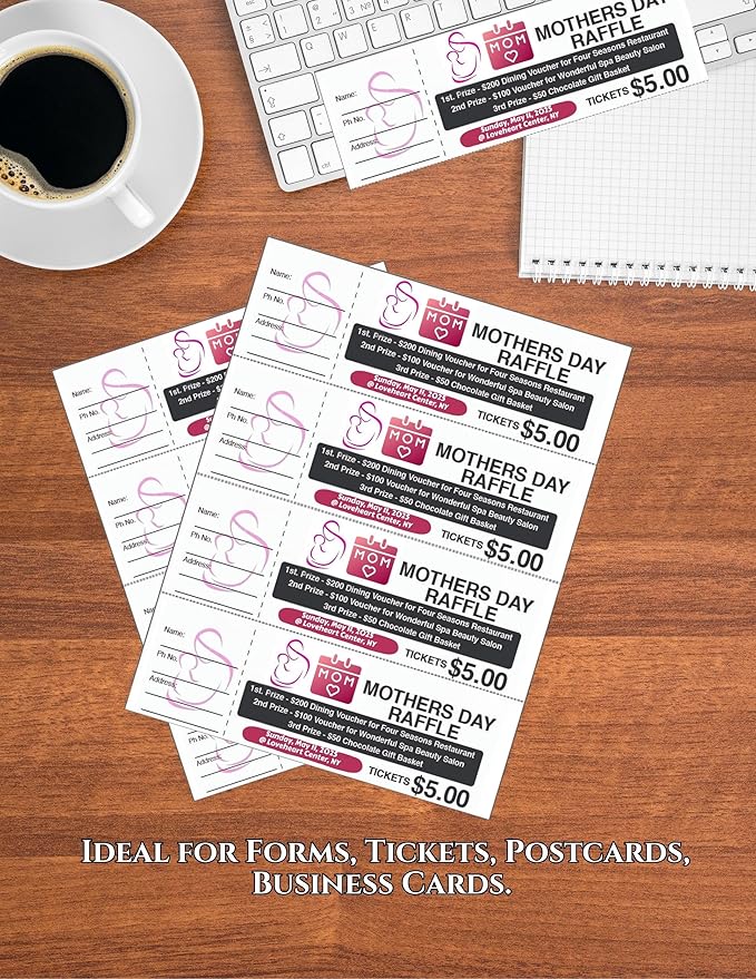Limited Papers (TM) 8.5x11 Perforated Paper, 20/50 Pound, 75 GSM, Variety of Perforation Sizes and Colors, for Forms, Tickets, Postcards, Business Cards. (Blue, 4 up - horizontal every 2.75")