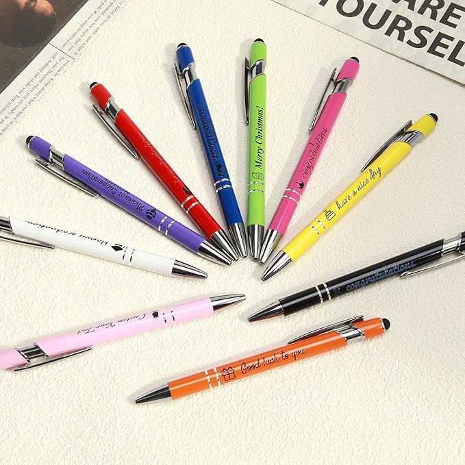 ENOMY Personalized Pens Bulk Free Engraved with Logo/Name/Message Black Ink Custom Pens Customized Stylus Ballpoint Pens Ideal Gifts for Business Anniversary (80)