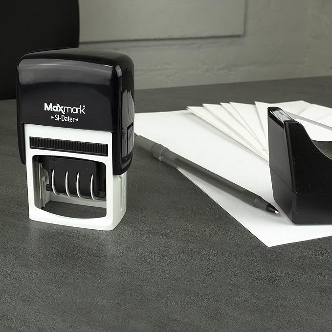 MaxMark Office Self Inking Date Stamp with Phrase Mailed - Black Ink