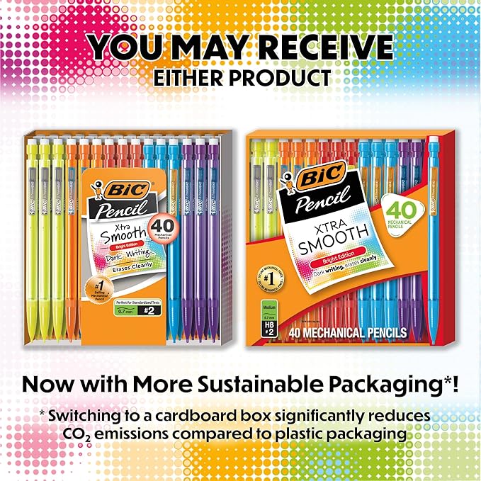BIC Xtra Smooth Mechanical Pencil, 0.7 mm Medium Point, Refillable and Retractable, 40-Count Pack