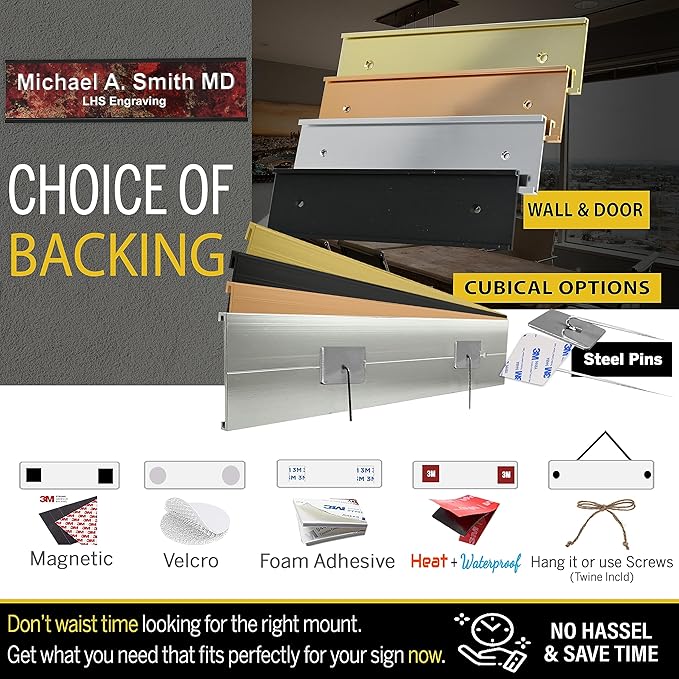 Engraved Door Signs for Office Personalized Rustico Granite Plastic Door Plaque White Letters - Made in USA 2x12 S2