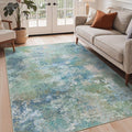 GENIMO Washable Rugs 5x7 Area Rugs for Living Room Bedroom, Modern Lightweight Rug Ultra Soft Indoor Area Rugs 5x7 for Dining Room, Low Pile Carpet with Non Slip Backing, Blue Green