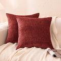 Amazon Basics Chenille Throw Pillow Covers, Home Decor Cushion Cover for Bedroom Living Room Couch Bed, 16" W × 16" L, Burgundy